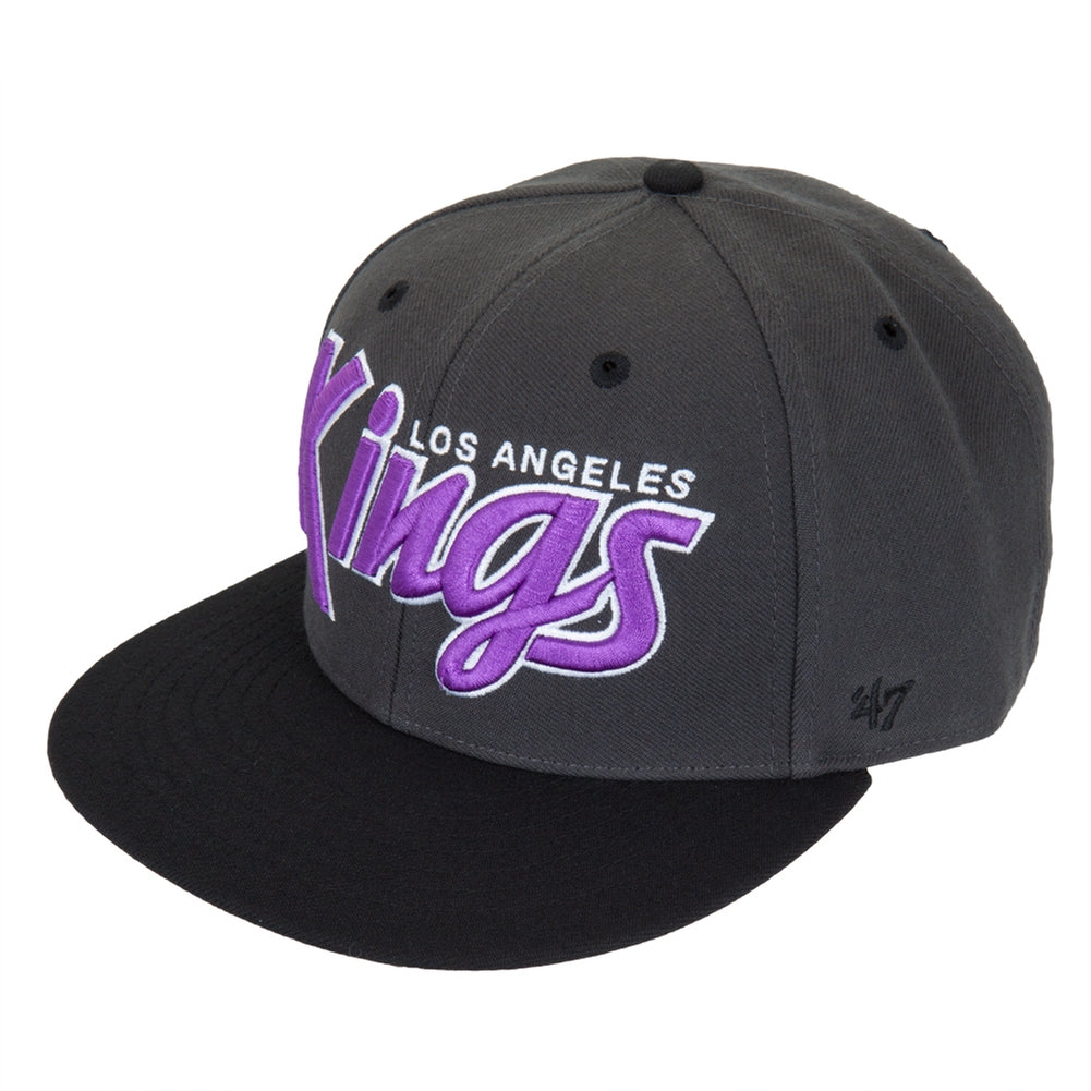 Los Angeles Kings - Logo Retroscript Adjustable Baseball Cap Fitted Baseball Caps Old Glory OS Grey