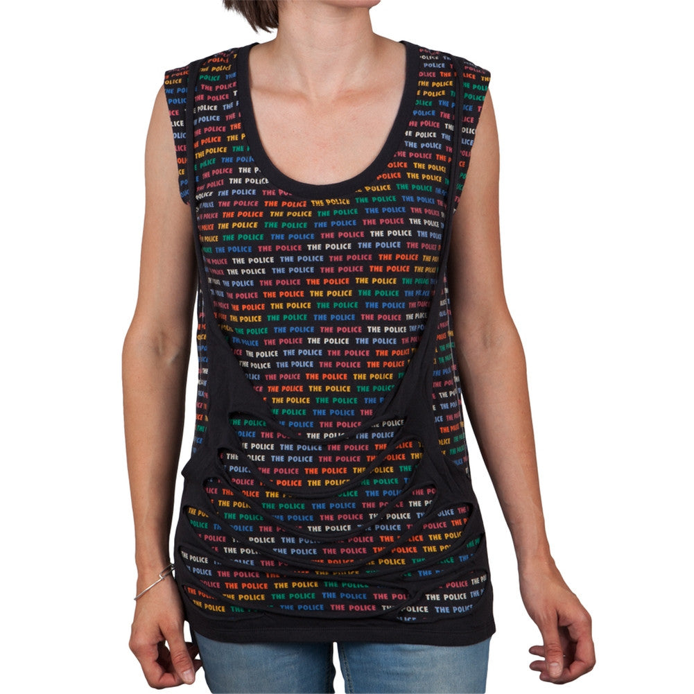 The Police - Logo All-Over Premium Sleeveless Juniors T-Shirt Juniors T-Shirts The Police