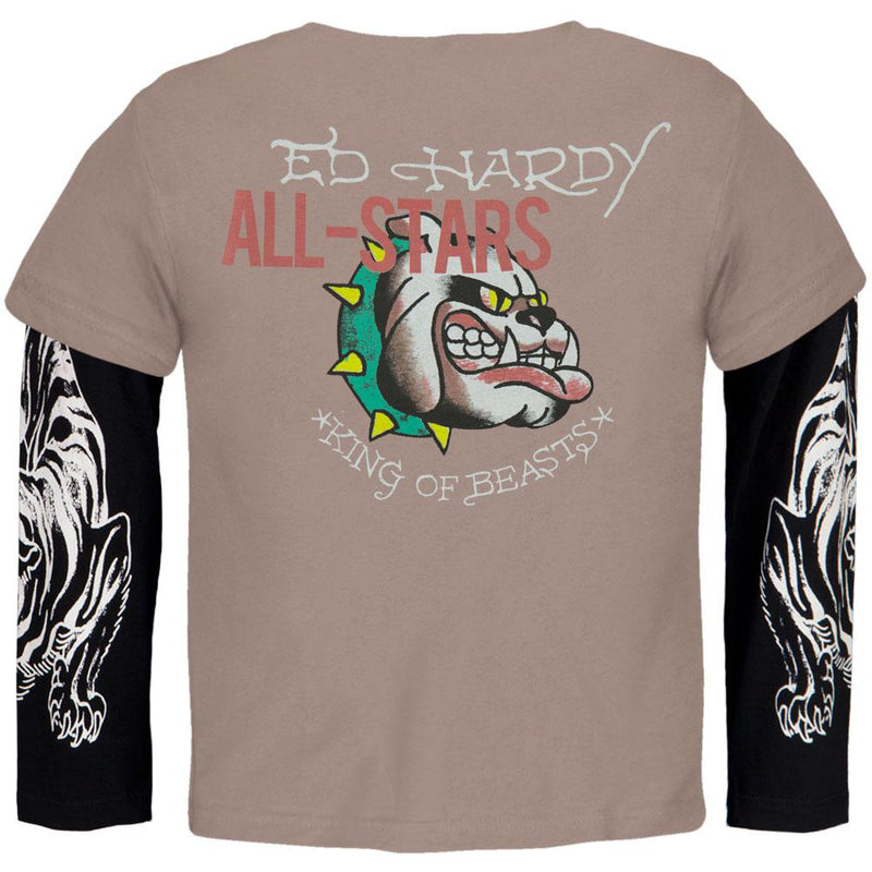 Ed Hardy - EH Bulldog Juvy 2fer Long Sleeve T-Shirt Juvenile Long Sleeves Ed Hardy