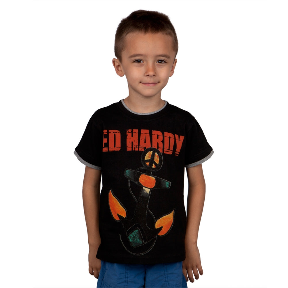 Ed Hardy - Peace Anchor Juvy T-Shirt Juvenile T-Shirts Ed Hardy J4/5 Black