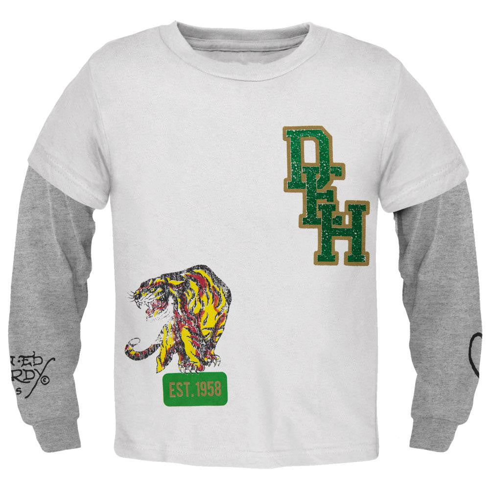 Ed Hardy - Tiger Juvy 2fer Long Sleeve T-Shirt Juvenile Long Sleeves Ed Hardy J4/5 Off-White