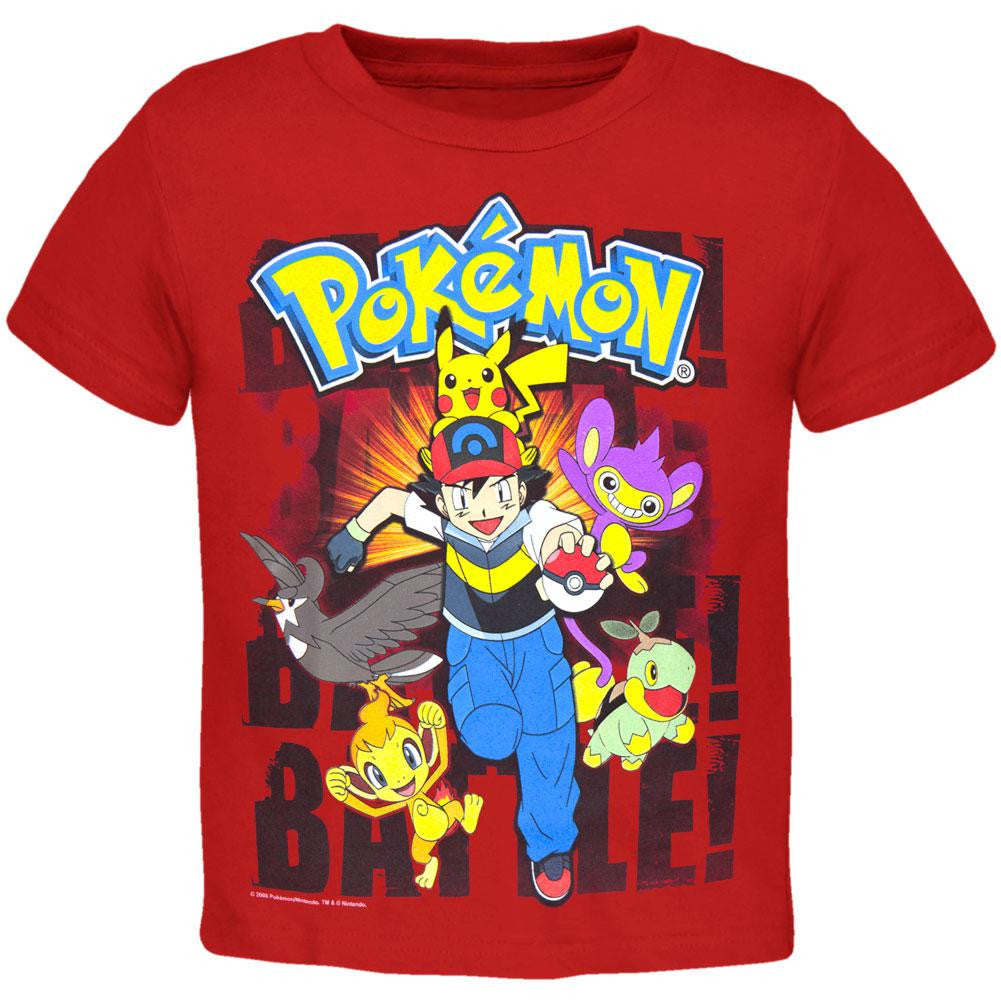 Pokemon - Group Charging Juvy T-Shirt Juvenile T-Shirts Pokemon J14/16 Red