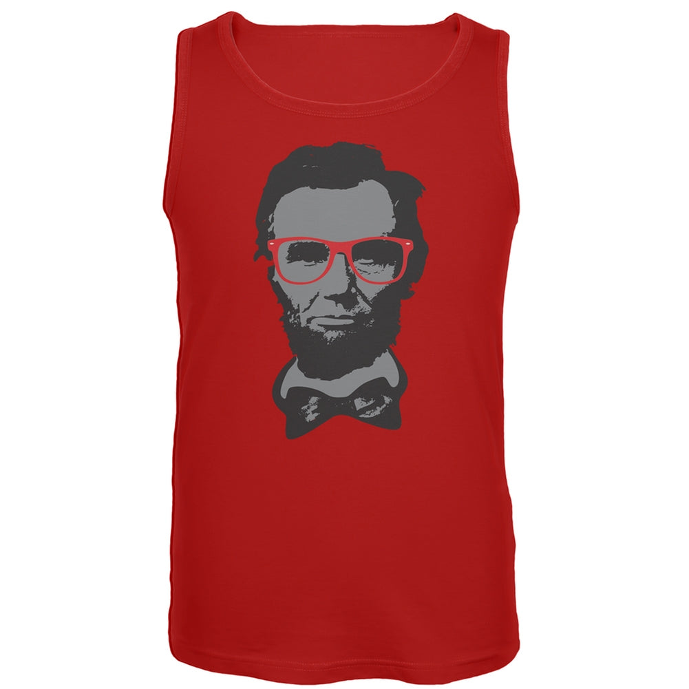 Abraham Lincoln Geek Glasses Tank Top Men's Tank Tops Old Glory LG Red