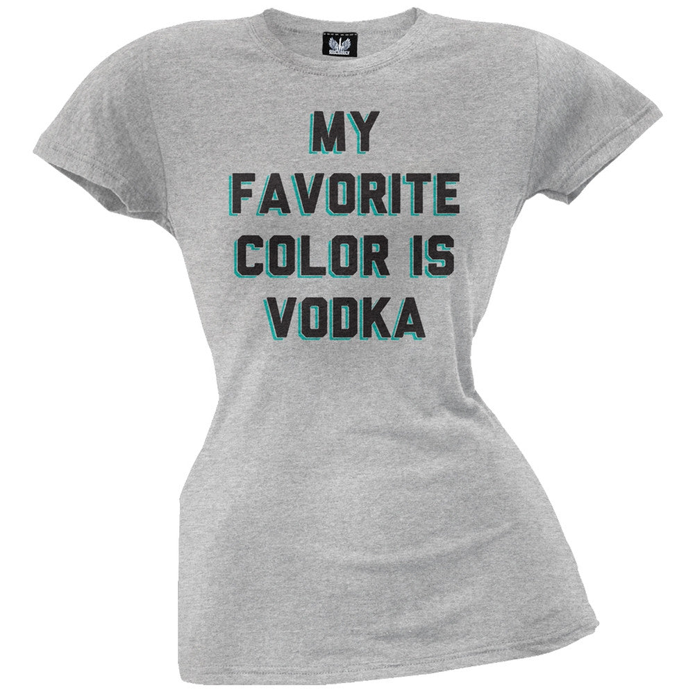 My Favorite Color is Vodka Juniors Graphic Tee Juniors T-Shirts Old Glory SM Grey