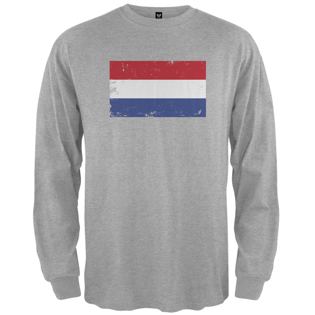 World Cup Netherlands Distressed Flag Long Sleeve T-Shirt Men's Long Sleeves FIFA