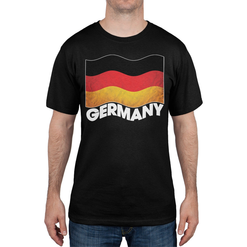 World Cup Germany German Waving Flag Black T-Shirt Men's T-Shirts FIFA
