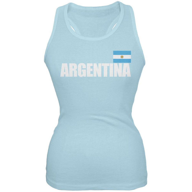 World Cup Argentina Flag & Letters Black Soccer Juniors Tank Top Juniors Tank Tops FIFA