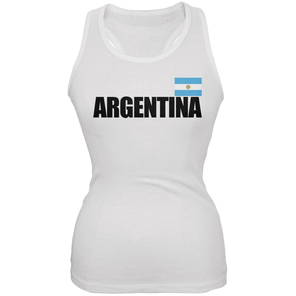 World Cup Argentina Flag & Letters Black Soccer Juniors Tank Top Juniors Tank Tops FIFA