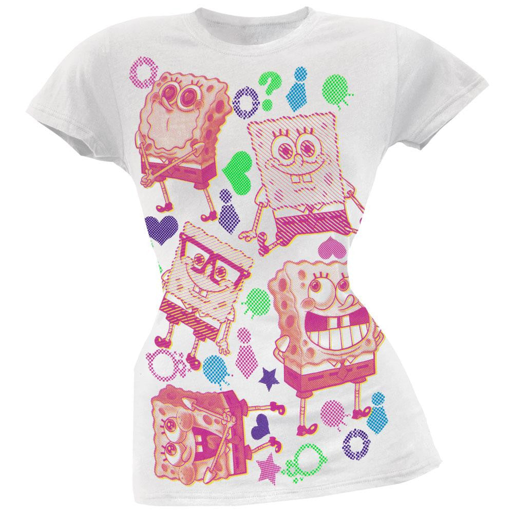 Spongebob Squarepants - Goofy Affection Juniors T-Shirt Juniors T-Shirts Spongebob Squarepants SM White
