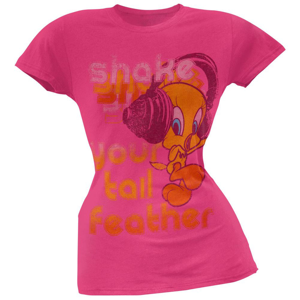Looney Tunes - Tweety Shake Your Tail Feather Juniors T-Shirt Juniors T-Shirts Looney Tunes LG Pink