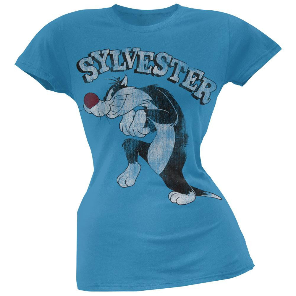 Looney Tunes - Sylvester Sneaking Juniors T-Shirt Juniors T-Shirts Looney Tunes LG Blue