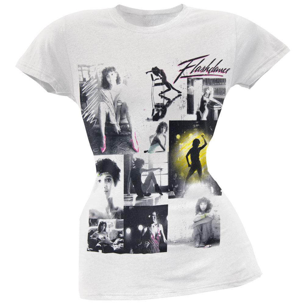 Flashdance - Film Collage Juniors T-Shirt Juniors T-Shirts Flashdance SM White