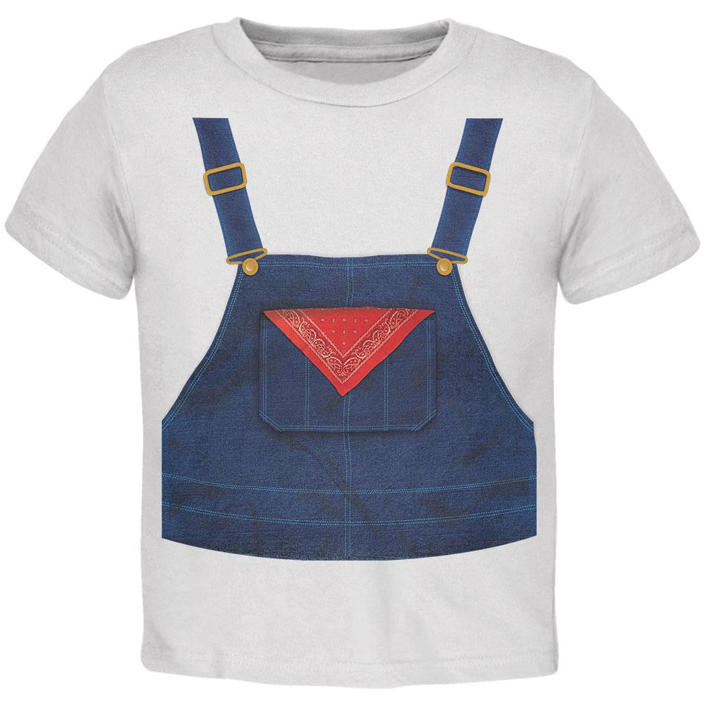 Halloween Farmer Overalls Costume Toddler T-Shirt Toddler T-Shirts Old Glory 2T White