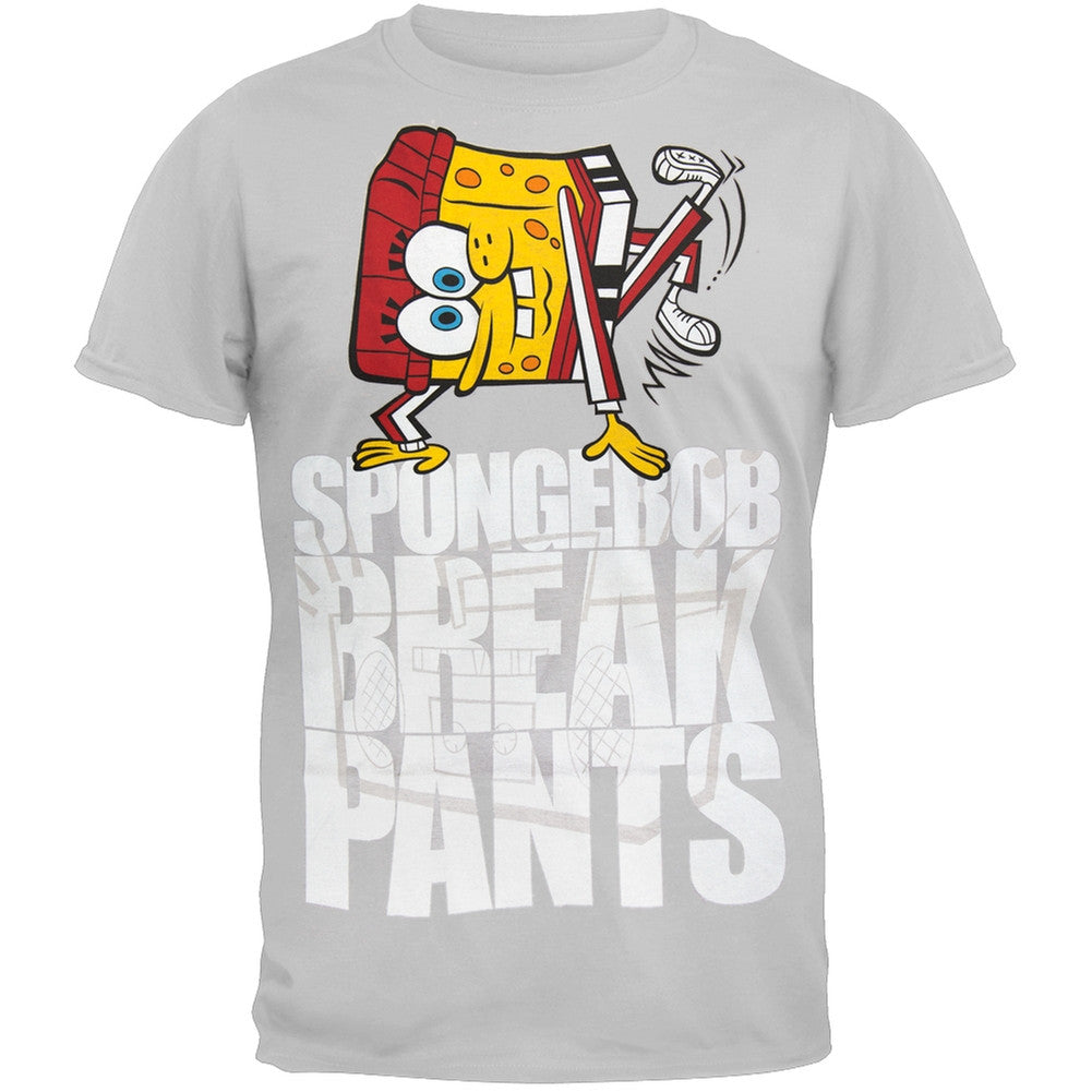 Spongebob Squarepants - Spongebob Break Dance T-Shirt Men's T-Shirts Spongebob Squarepants LG Grey