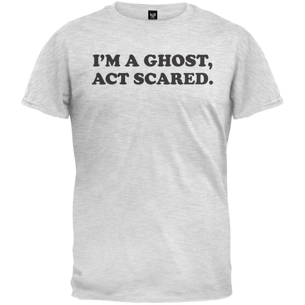 Halloween Costume I'm a Ghost Act Scared Mens T Shirt - Light Grey Men's T-Shirts Old Glory