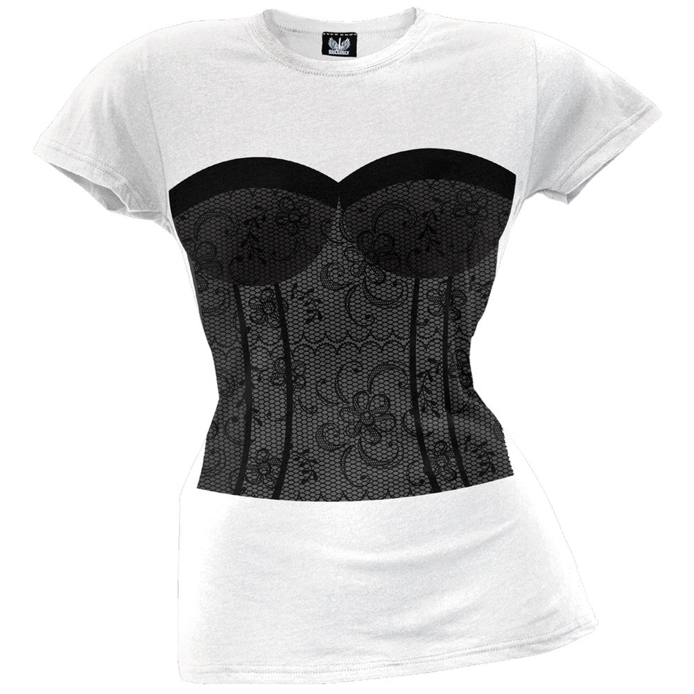 Halloween Costume Sexy Lace Corset Juniors Costume T Shirt Juniors T-Shirts Old Glory