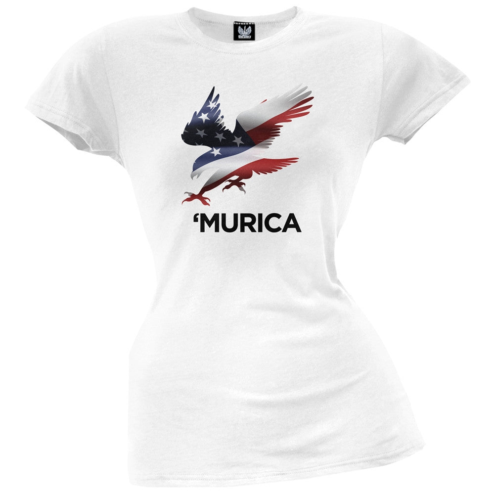 Murica Eagle Juniors T-Shirt Juniors T-Shirts Old Glory 2XL White