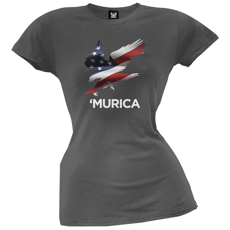 Murica Eagle Juniors T-Shirt Juniors T-Shirts Old Glory 2XL Grey