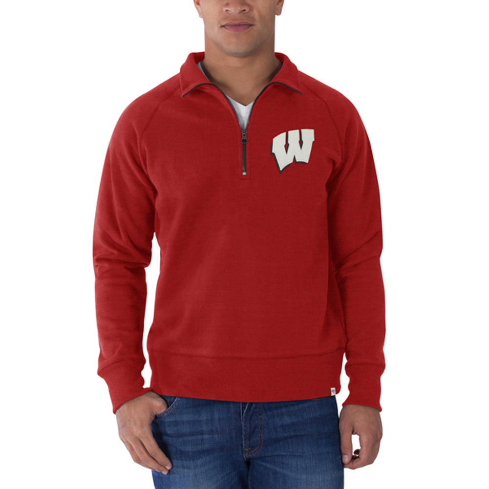 Wisconsin Badgers - Cross-Check Premium Pullover Sweatshirt Men's Sweatshirts Wisconsin Badgers LG Red