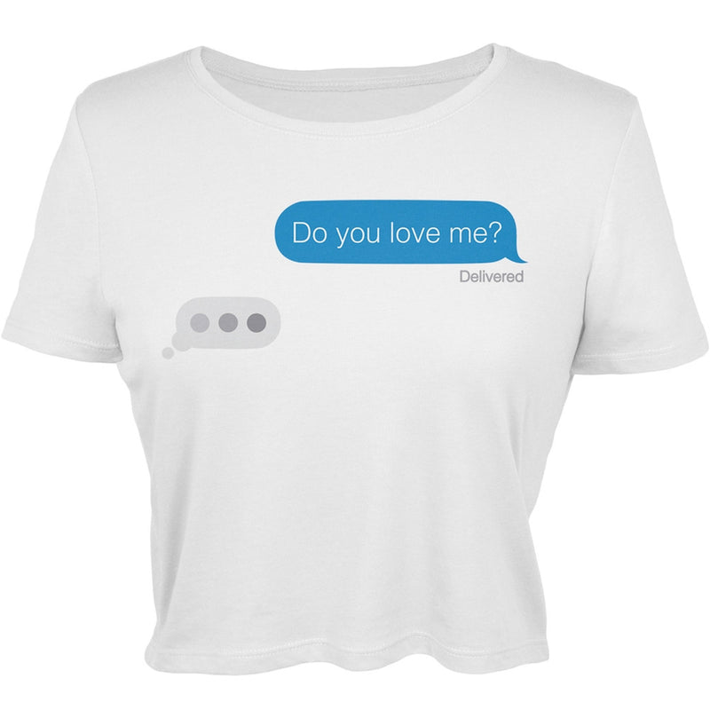 Do you Love Me Text Juniors Crop Top Juniors T-Shirts Old Glory