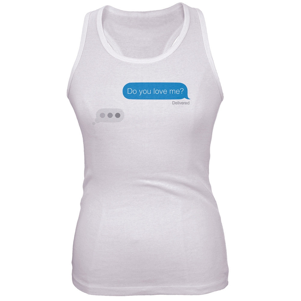 Do you Love Me Text Juniors Tank Top Juniors Tank Tops Old Glory 2XL White