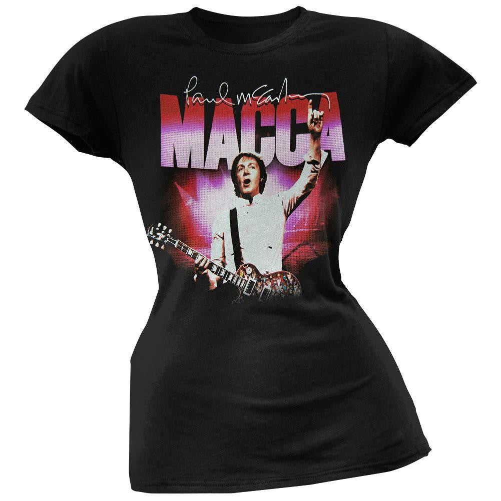 Paul McCartney - Pink Lights Macca Juniors T-Shirt Juniors T-Shirts Paul McCartney LG Black