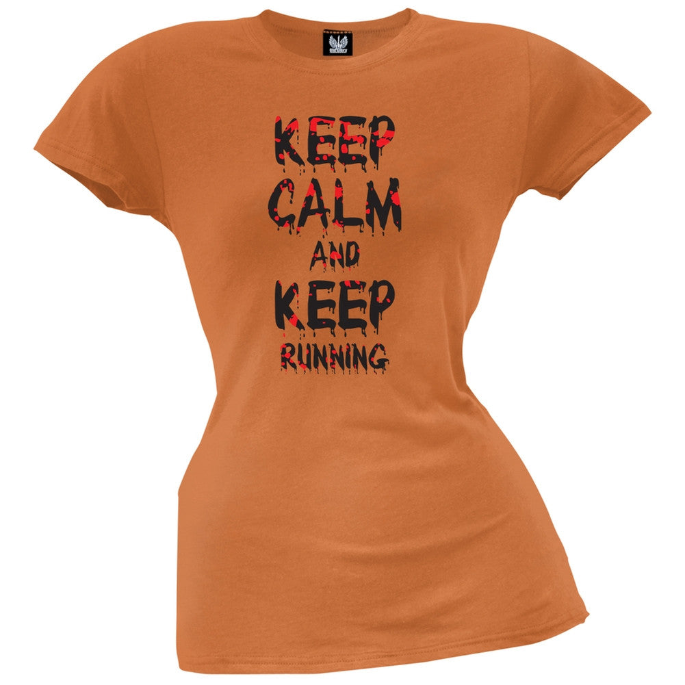 Keep Calm and Keep Running Orange Juniors T-Shirt Juniors T-Shirts Old Glory