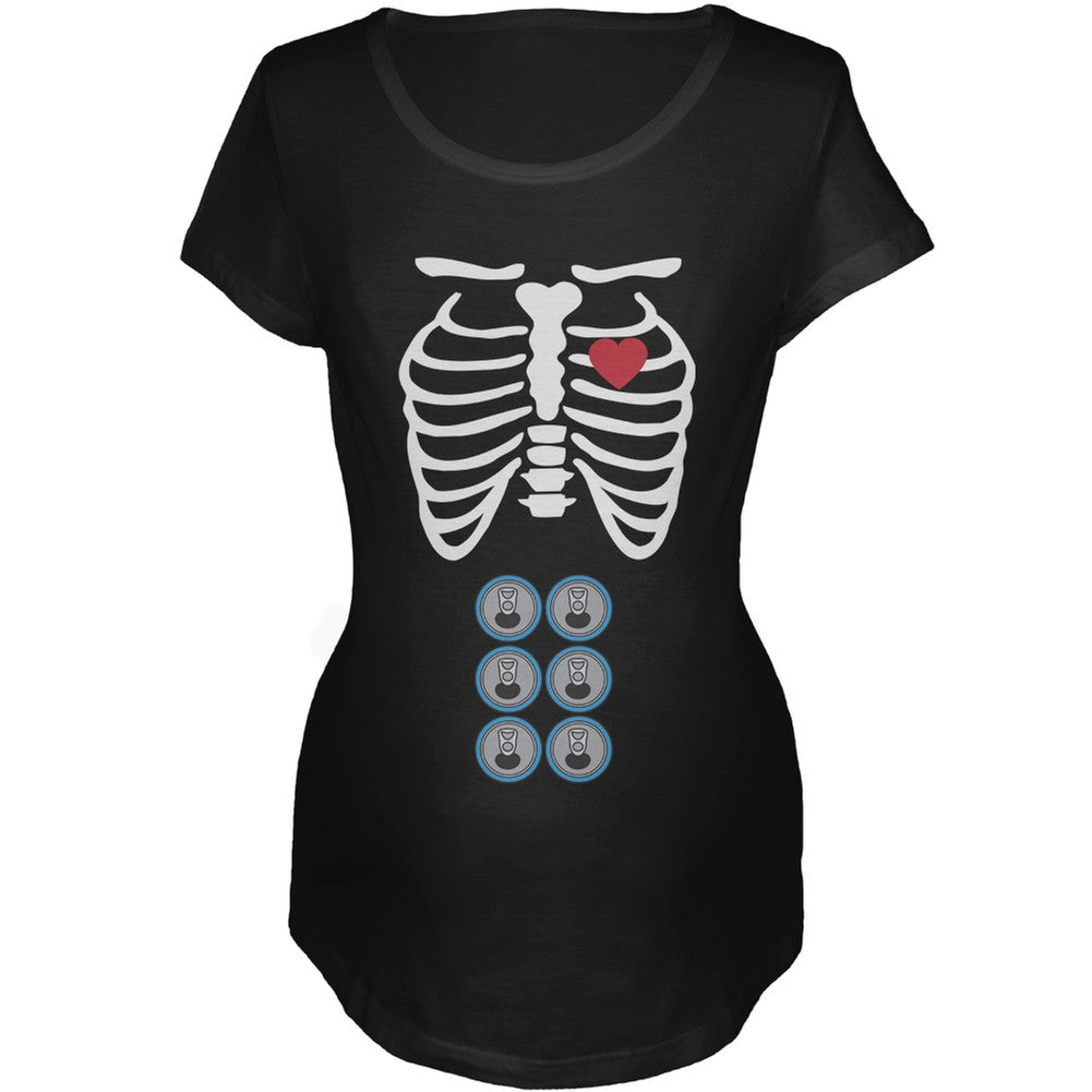 Halloween 6 pack Baby Skeleton Women's Maternity Costume T-Shirt Maternity T-Shirts Old Glory SM Black