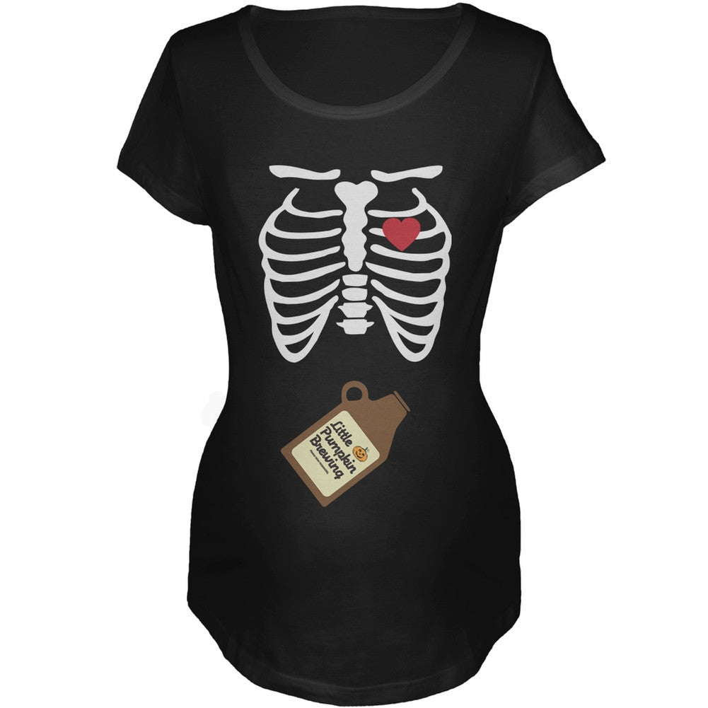 Little Pumpkin Brewing Skeleton Women's Maternity Costume T-Shirt Maternity T-Shirts Old Glory