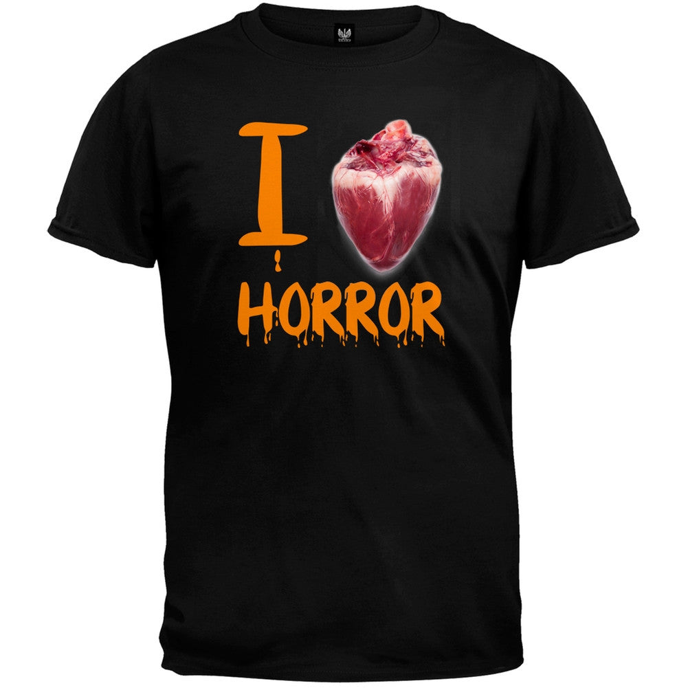 Halloween I Heart Horror Mens T Shirt - Black Men's T-Shirts Old Glory