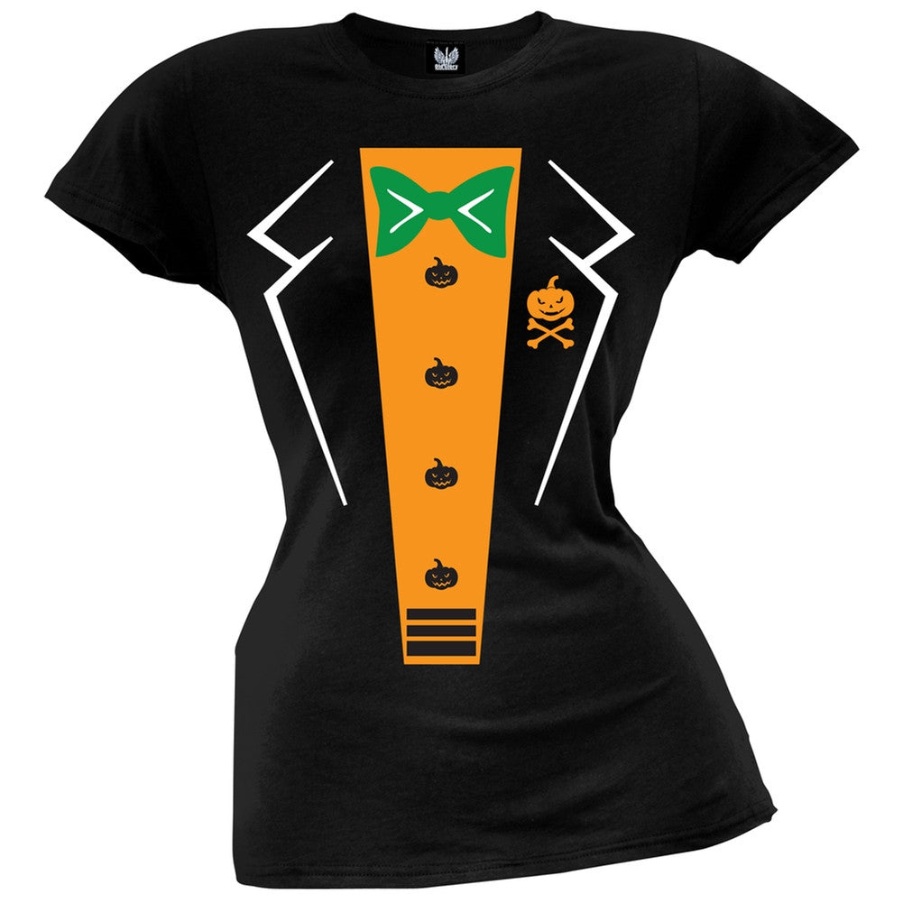 Pumpkin Tuxedo Costume Juniors T-Shirt Juniors T-Shirts Old Glory