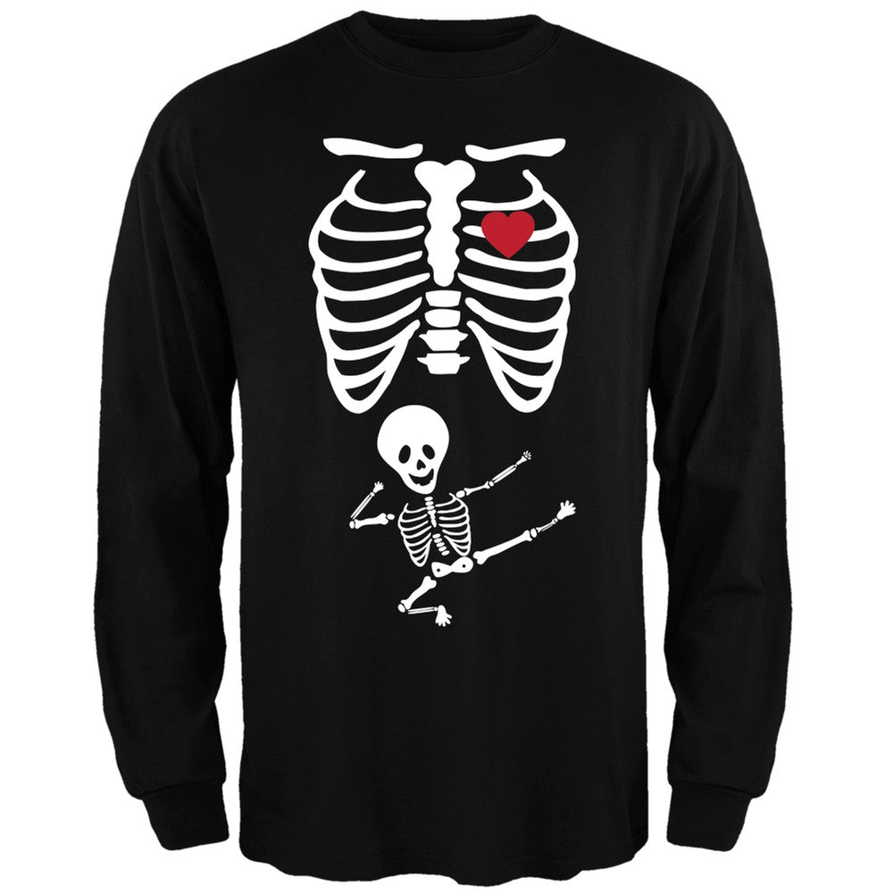 Kung Fu Baby Pregnant Skeleton Halloween Costume Long Sleeve T-Shirt Men's Long Sleeves Old Glory