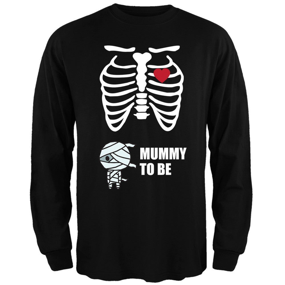 Mummy to Be Baby Pregnant Skeleton Halloween Costume Long Sleeve T-Shirt Men's Long Sleeves Old Glory
