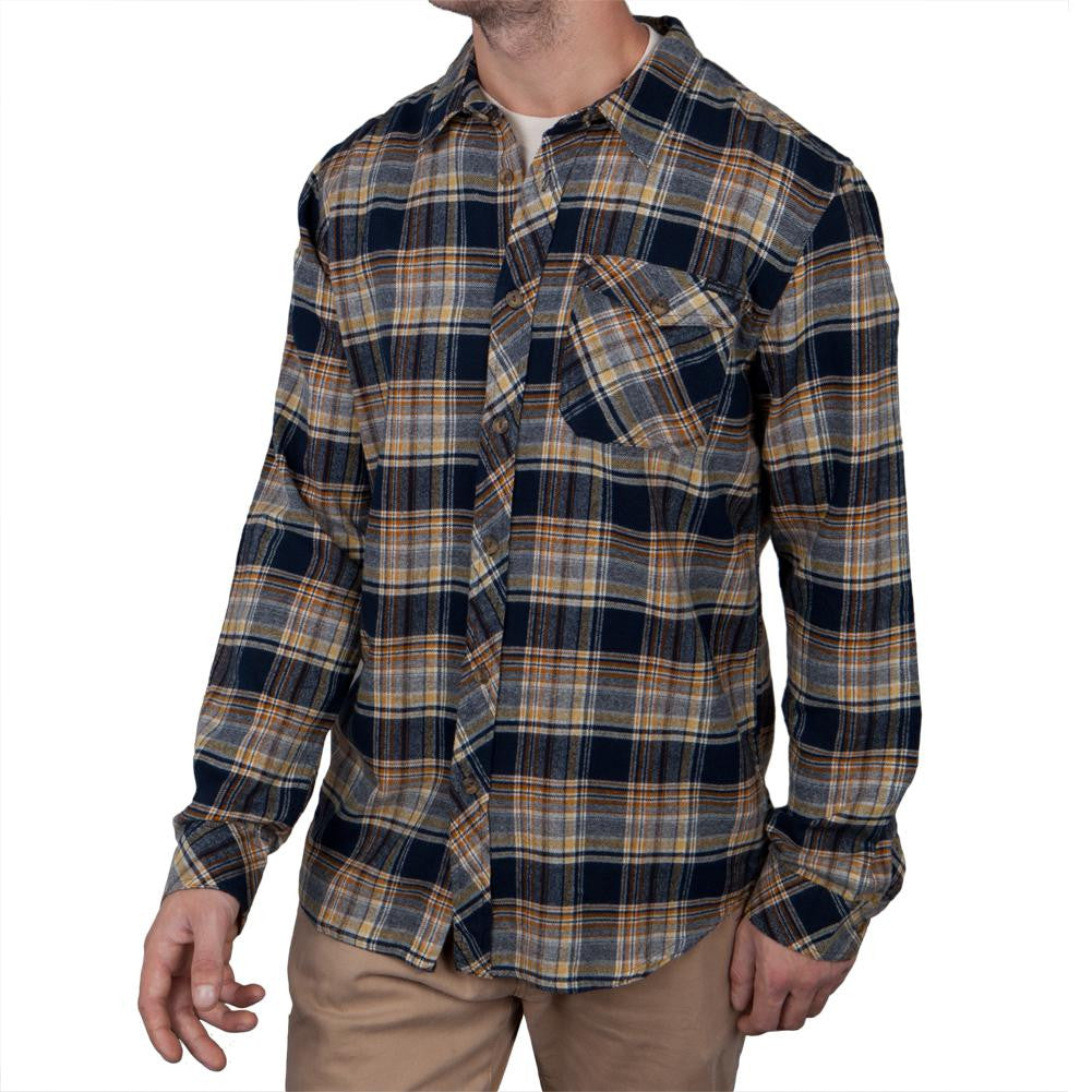 O'Neill - Basin Navy Plaid Long Sleeve Button-Up Shirt Men's Dress Shirts O'Neill