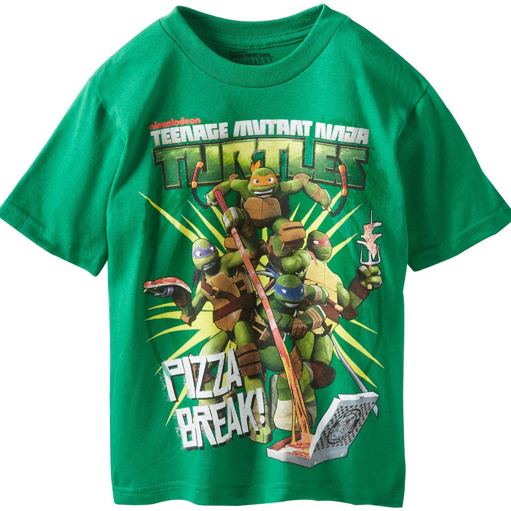 Teenage Mutant Ninja Turtles - Pizza Breaks Youth T-Shirt Youth T-Shirts Teenage Mutant Ninja Turtles YXL Green
