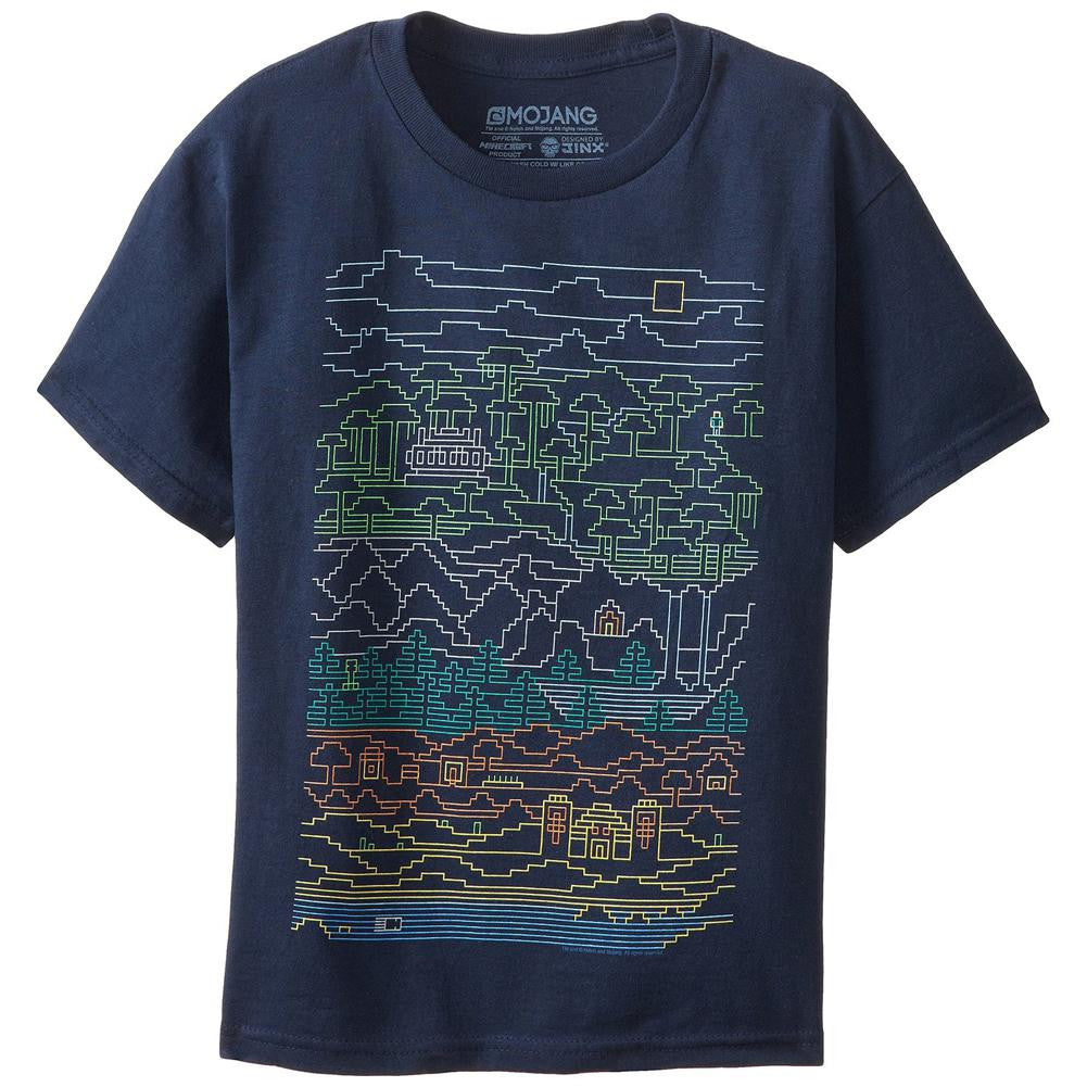 Minecraft - Line Time Youth T-Shirt Youth T-Shirts Minecraft YXS Dark Blue