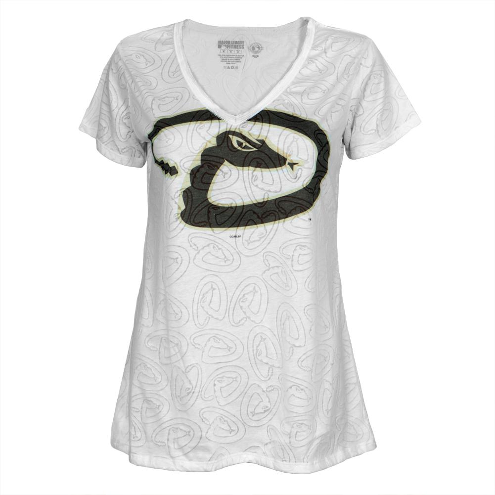 Arizona Diamondbacks - Large Logo Juniors Burnout V-Neck T-Shirt Juniors T-Shirts Arizona Diamondbacks MD White