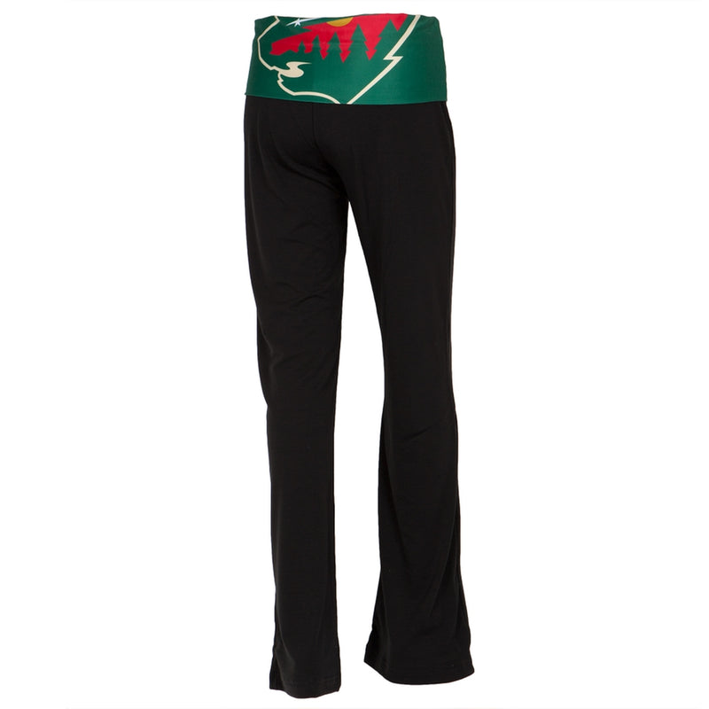 Minnesota Wild - Flip Down Waistband Logo Juniors Yoga Pants Women's Yoga Pants Minnesota Wild