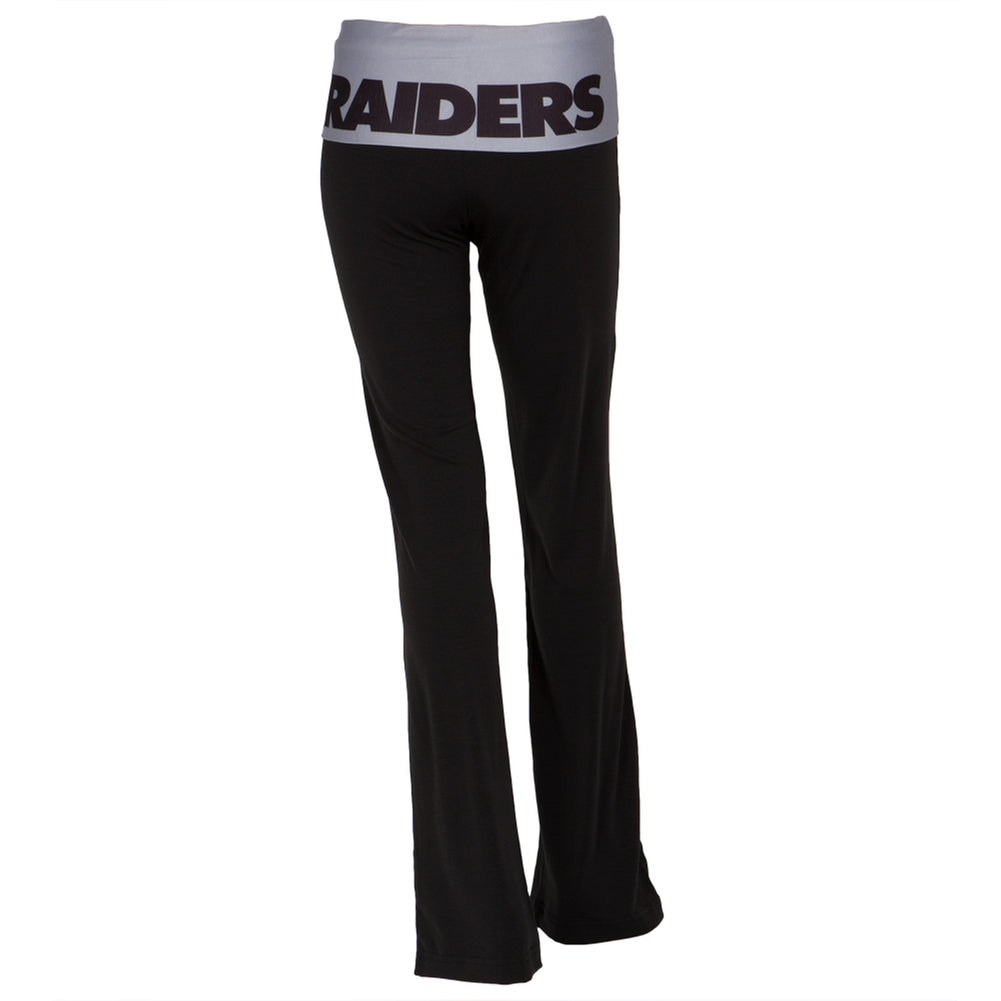 Oakland Raiders - Flip Down Waistband Logo Juniors Yoga Pants Women's Yoga Pants Oakland Raiders