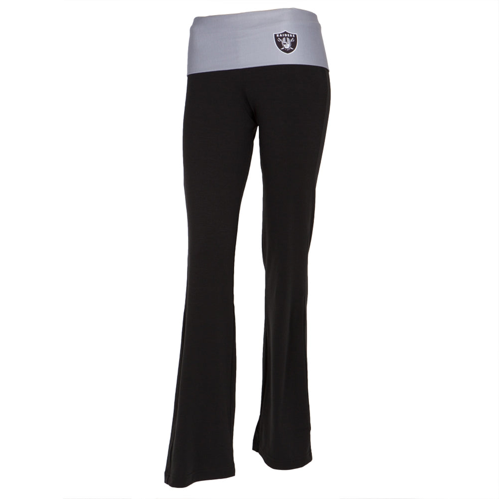 Oakland Raiders - Flip Down Waistband Logo Juniors Yoga Pants Women's Yoga Pants Oakland Raiders SM Black