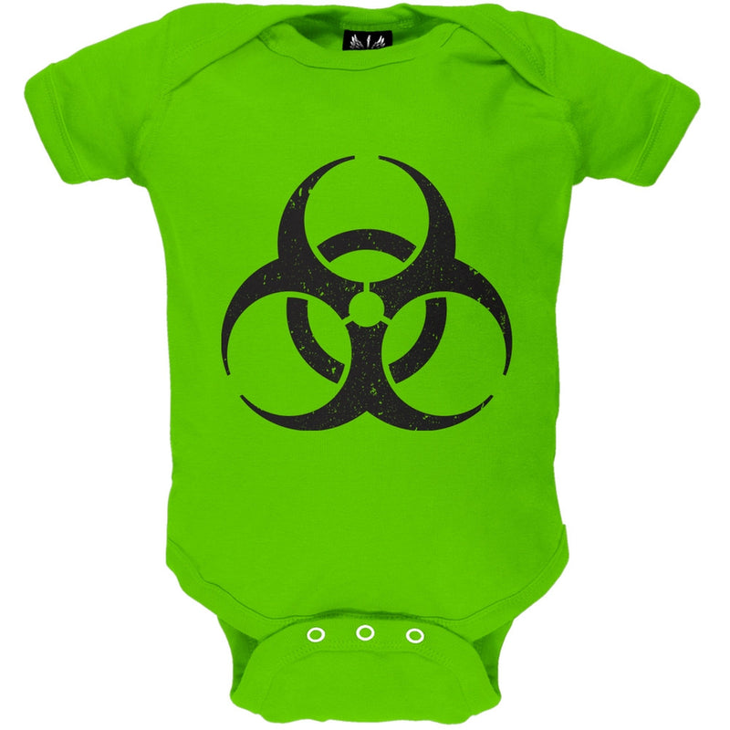 Distressed Biohazard Yellow Baby One Piece Baby One Piece Old Glory 0-3M Light Green
