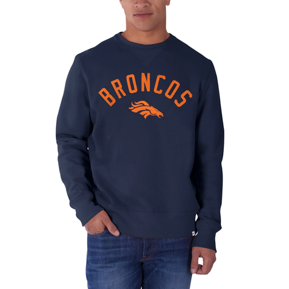 Denver Broncos - Logo Cross Check Premium Crewneck Sweatshirt Men's Sweatshirts Denver Broncos SM Blue