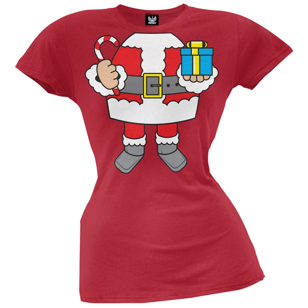 Santa Body Costume Red Juniors T-Shirt Juniors T-Shirts Old Glory