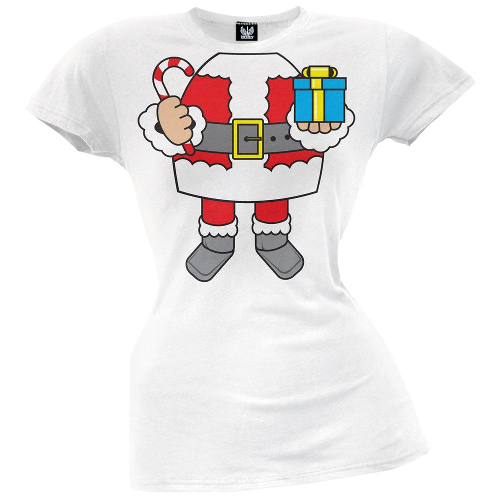Santa Body Costume Red Juniors T-Shirt Juniors T-Shirts Old Glory
