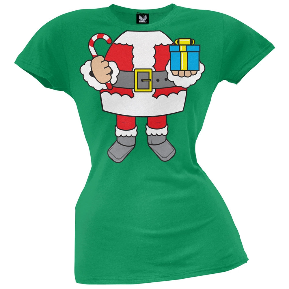 Santa Body Costume Red Juniors T-Shirt Juniors T-Shirts Old Glory