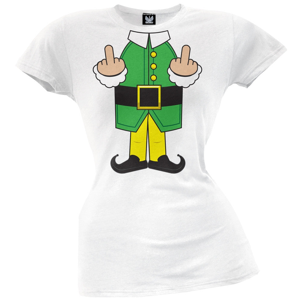 Elf Body Double Bird White Costume Juniors T-Shirt Juniors T-Shirts Old Glory