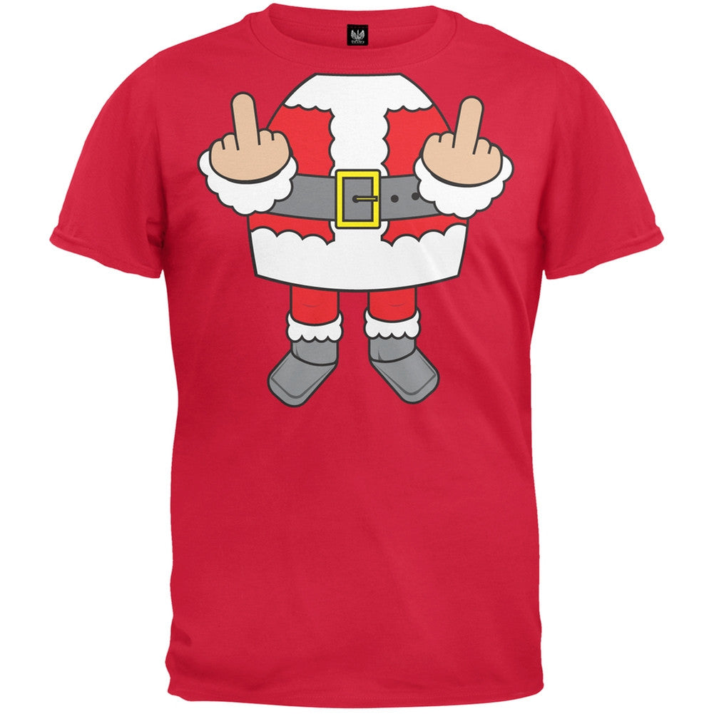 Santa Body Double Bird Red Costume T-Shirt Men's T-Shirts Old Glory 2XL Red