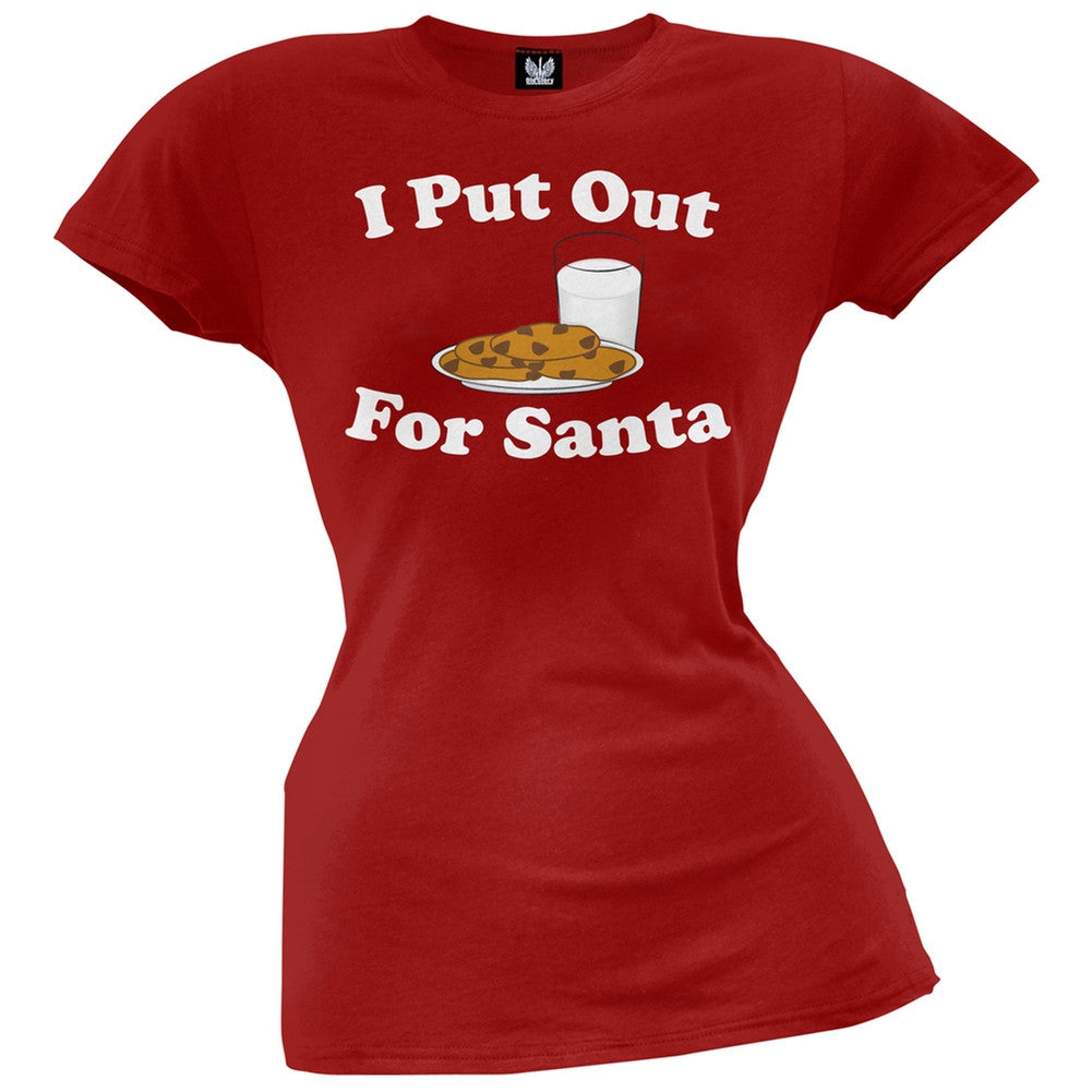 I Put Out For Santa Grey Juniors T-Shirt Juniors T-Shirts Old Glory