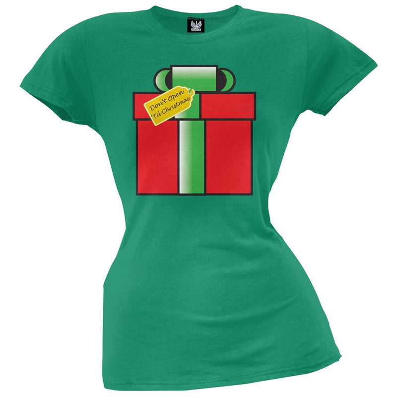 Don't Open 'Til Christmas Grey Juniors T-Shirt Juniors T-Shirts Old Glory
