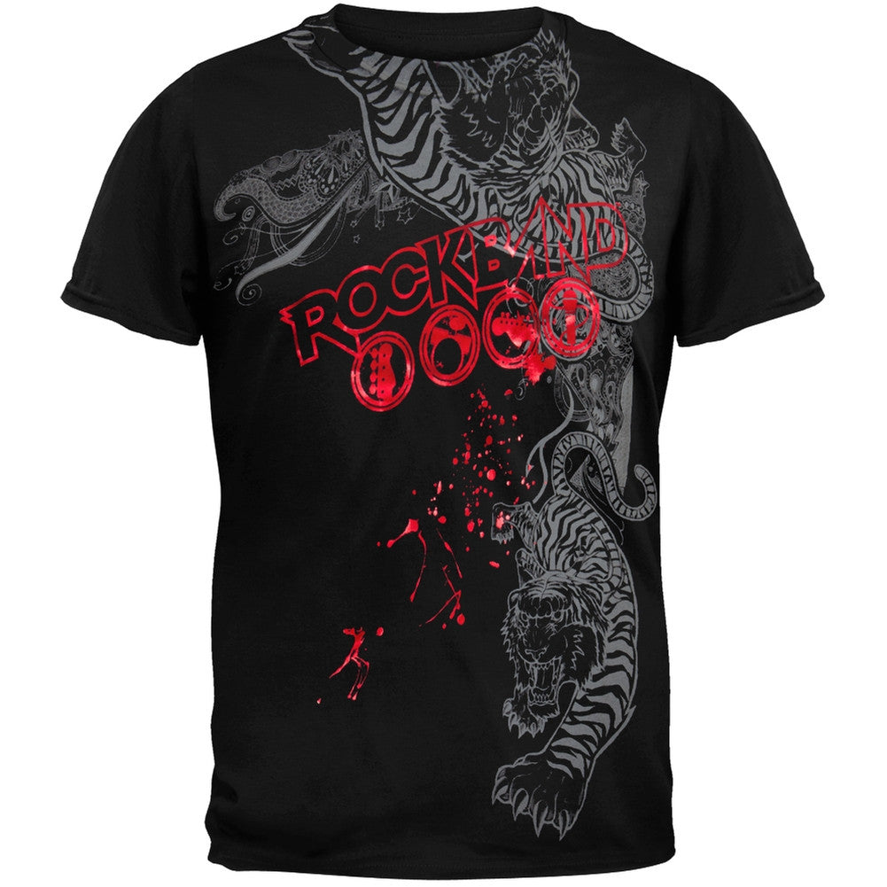 Rockband - Tiger Foil Logo T-Shirt Men's T-Shirts Rock Band 2XL Black
